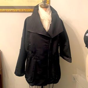 Andrew Marc black Moto lined jacket with roll up sleeves